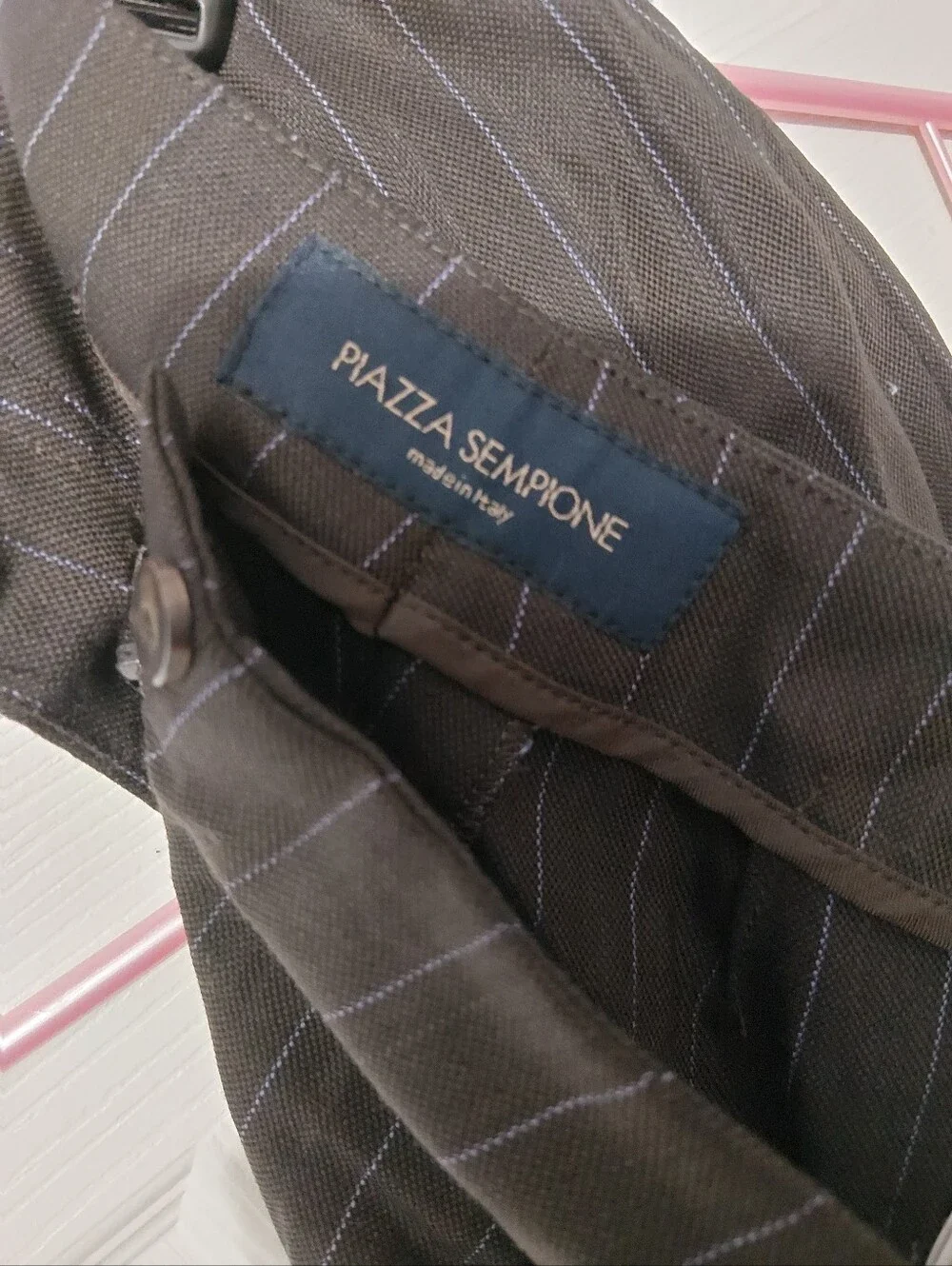 Piazza Sempione Brown Pinstripe Dress Pants